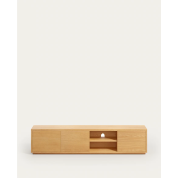 Abilen TV-Schrank, 2 Türen, 2 Schubladen, weißes Furnier, 200 x 44 cm, FSC 100 %
