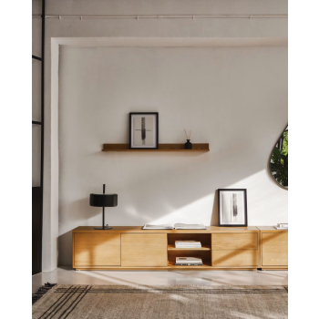 Abilen TV-Schrank, 2 Türen, 2 Schubladen, weißes Furnier, 200 x 44 cm, FSC 100 %