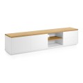 Abilen TV-Schrank, 2 Türen, 2 Schubladen, weißes Furnier, 200 x 44 cm, FSC 100 %