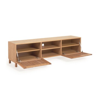 Beyla 2-türiger TV-Schrank aus Massivholz und Eichenfurnier, 180 x 49,5 cm, FSC100%