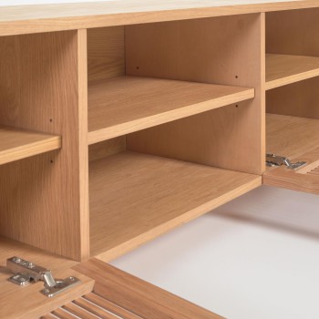 Beyla 2-türiger TV-Schrank aus Massivholz und Eichenfurnier, 180 x 49,5 cm, FSC100%