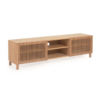 Beyla 2-türiger TV-Schrank aus Massivholz und Eichenfurnier, 180 x 49,5 cm, FSC100%