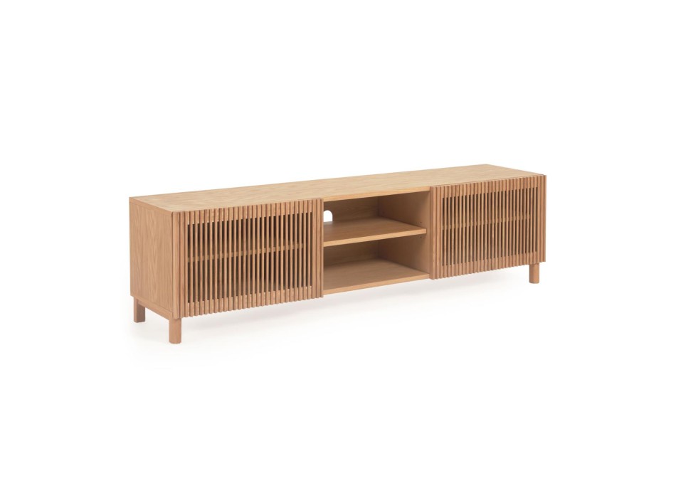 Beyla 2-türiger TV-Schrank aus Massivholz und Eichenfurnier, 180 x 49,5 cm, FSC100%