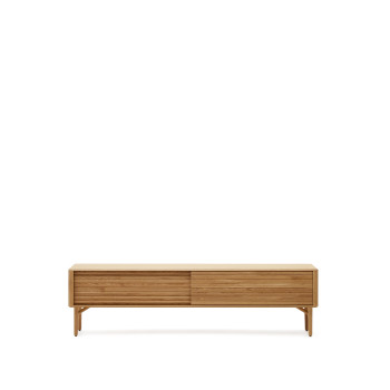 Lenon 2-türiger TV-Schrank aus Massivholz und Eichenfurnier, 200 x 57 cm, FSC MIX-zertifiziert