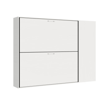 Kando Doppelbett, Modell Weiß-Esche, mit Möbeln - Kando Klappbett Comp.H Weiß-Esche