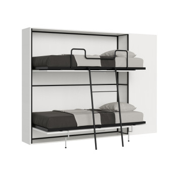 Kando Doppelbett, Modell Weiß-Esche, mit Möbeln - Kando Klappbett Comp.H Weiß-Esche