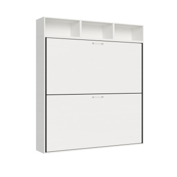 Mod.Kando Doppelbett aus weißer Esche mit Möbeln - Kando Doppelbett mit Wandschrank, Komp. L, weiße Esche