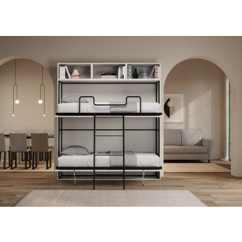 Kando Doppelbett, Modell aus weißer Esche, mit Möbeln - Kando Doppelbett, Modell L, mit Matratzen aus weißer Esche