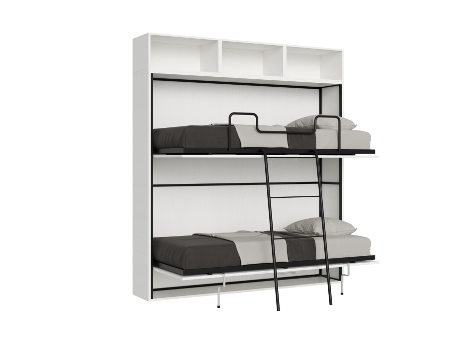Kando Doppelbett, Modell aus weißer Esche, mit Möbeln - Kando Doppelbett, Modell L, mit Matratzen aus weißer Esche