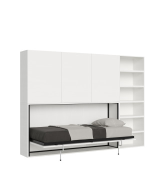 Kando Einzelbett aus weißer Esche mit Möbeln - Kando Einzelwandbett, Komp. G, weiße Esche
