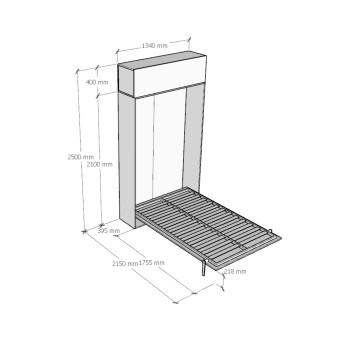 Mod.Kentaro 1 1/2 Quadrat 120 - Kentaro 1 1/2 Klappbett 120 mit Wandschrank aus weißer Esche