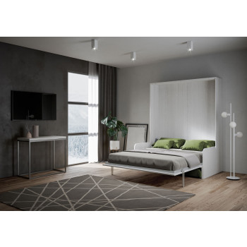 Mod. Kentaro Doppelbett 160 mit Sofa - Kentaro 160 Klappbett mit Sofa in Weiß-Esche, Grün