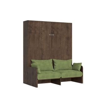 Mod. Kentaro Doppelbett 160 mit Sofa - Kentaro 160 Klappbett mit Sofa in Weiß-Esche, Grün