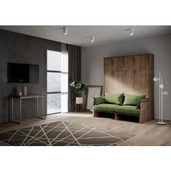 Mod. Kentaro Doppelbett 160 mit Sofa - Kentaro 160 Klappbett mit Sofa in Weiß-Esche, Grün