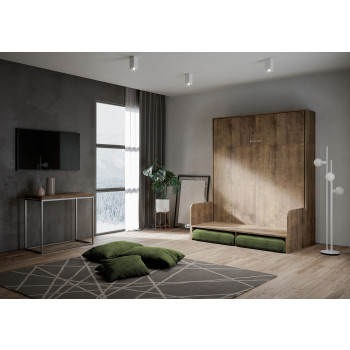 Mod. Kentaro Doppelbett 160 mit Sofa - Kentaro 160 Klappbett mit Sofa in Weiß-Esche, Grün