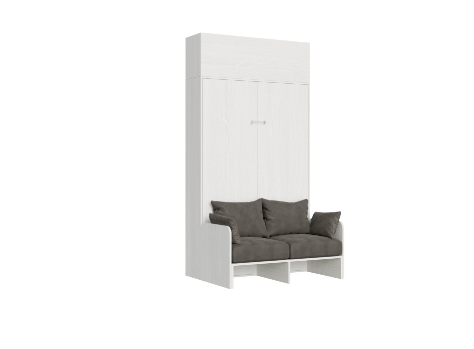 Mod.Kentaro Französisches Sofa – 140 cm vertikales Klappbett, Kentaro Sofa mit Vasistas Wandelement, Weiß-Esche