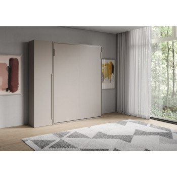 Mod. Versia French 140 mit 1-türigem Kleiderschrank links-rechts - Französisches Klappbett 140 Versia mit 1-türigem Kleiderschrank links, Ton