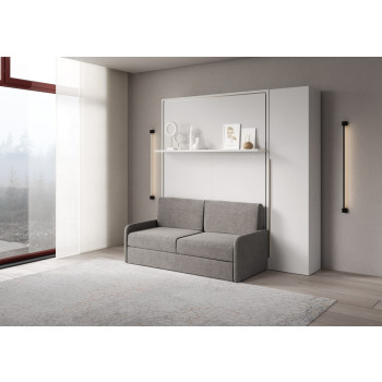 Mod. Versia French 140 mit Sofa, Regal und Kleiderschrank mit 1 Tür links-rechts - Französisches Klappbett 140 Versia mit Sofa, Regal und Kleiderschrank mit 1 Tür rechts, Ton
