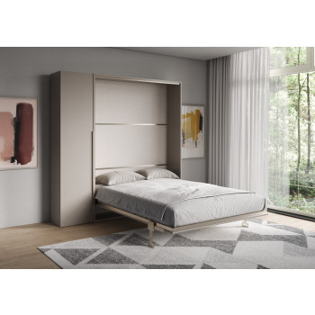 Mod. Versia Doppelbett 160 mit 1-türigem Kleiderschrank links-rechts - 160 Versia Klappbett mit 1-türigem Kleiderschrank links, Ton