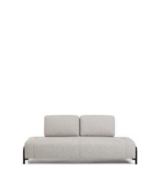 Compo 2-Sitzer-Sofa in Graubeige mit schwarzem Metallgestell, 200 cm, FSC Mix-zertifiziert