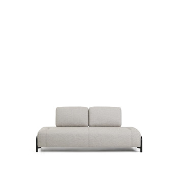 Compo 2-Sitzer-Sofa in Graubeige mit schwarzem Metallgestell, 200 cm, FSC Mix-zertifiziert