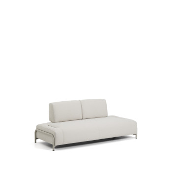 Compo 2-Sitzer-Modul in ecrufarbenem Chenille mit beigefarbenem Metallgestell, 200 cm, FSC Mix-zertifiziert