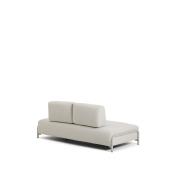 Compo 2-Sitzer-Modul aus ecrufarbenem Chenille mit beigefarbenem Metallgestell, 200 cm, FSC Mix-zertifiziert