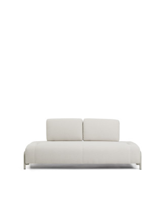 Compo 2-Sitzer-Modul in ecrufarbenem Chenille mit beigefarbenem Metallgestell, 200 cm, FSC Mix-zertifiziert