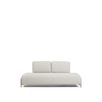 Compo 2-Sitzer-Modul in ecrufarbenem Chenille mit beigefarbenem Metallgestell, 200 cm, FSC Mix-zertifiziert