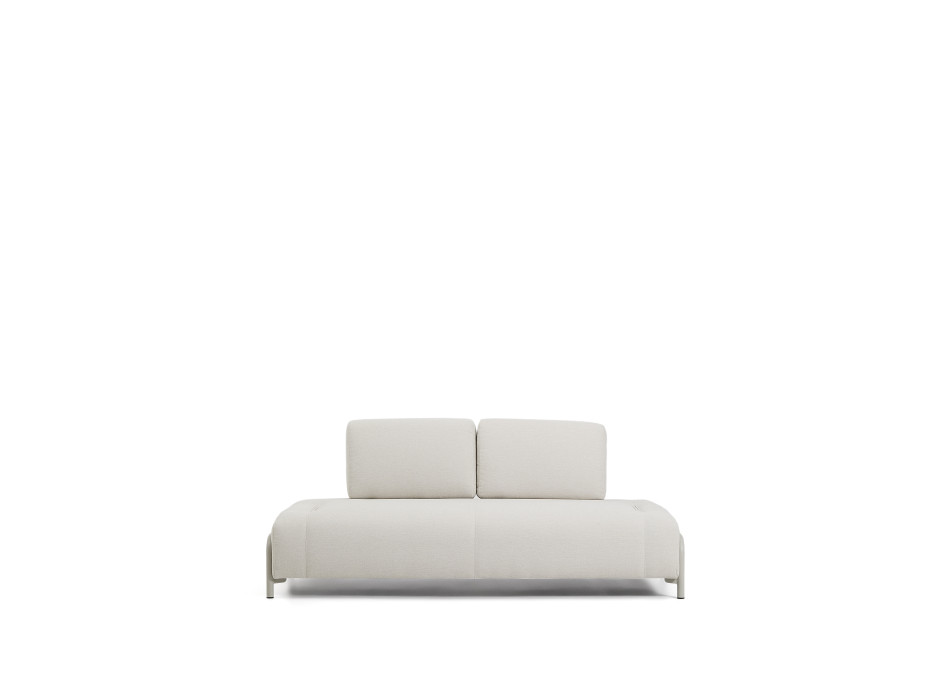 Compo 2-Sitzer-Modul in ecrufarbenem Chenille mit beigefarbenem Metallgestell, 200 cm, FSC Mix-zertifiziert
