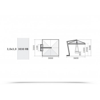 Rimini Armschirm 3x3 m C3030 RIB Scolaro