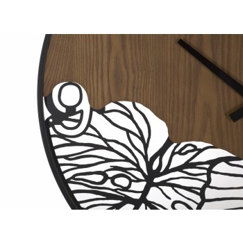 Wanduhr aus Holz/Blättern