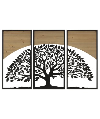 3-teiliges Wandpaneel-Set aus Eisen und Holz