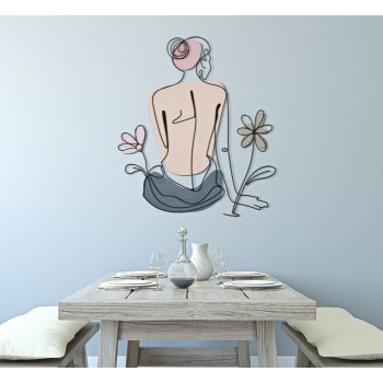 WANDPANEL MIT FRAU UND BLUMEN
