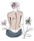 WANDPANEL MIT FRAU UND BLUMEN