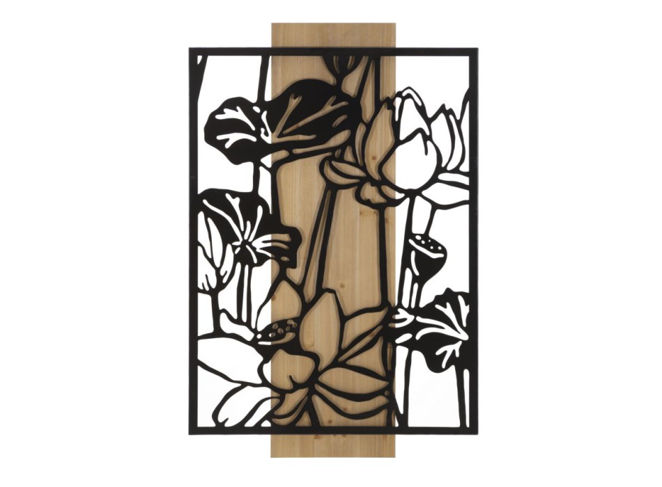 Lotus Wandpaneel aus Eisen und Holz