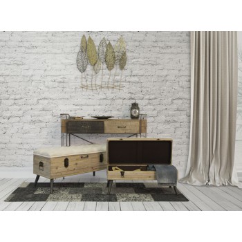Blattplatte aus Eisen und Holz -C-