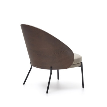 Eamy-Sessel aus hellbraunem Eschenfurnier mit Walnuss-Finish und schwarzem Metall