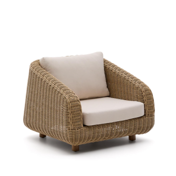 Sessel Meria aus synthetischem Rattan und Beinen aus 100 % FSC-zertifiziertem Akazienholz
