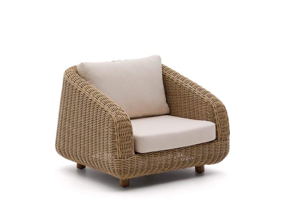 Sessel Meria aus synthetischem Rattan und Beinen aus 100 % FSC-zertifiziertem Akazienholz