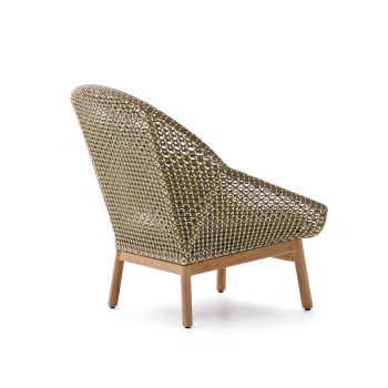 Olbia-Sessel mit hoher Rückenlehne aus synthetischem Rattan und 100 % FSC-zertifiziertem Teakholz
