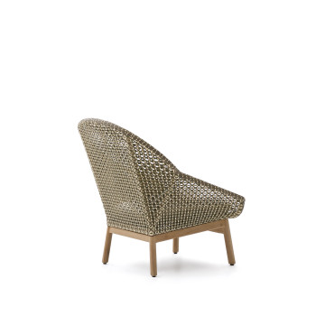 Olbia-Sessel mit hoher Rückenlehne aus synthetischem Rattan und 100 % FSC-zertifiziertem Teakholz