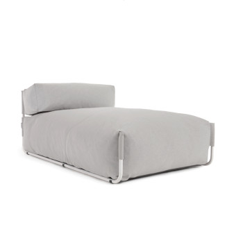 Quadratisches modulares Outdoor-Lounge-Sofa/Pouf, hellgrau-weißes Aluminium, 165 x 101 cm