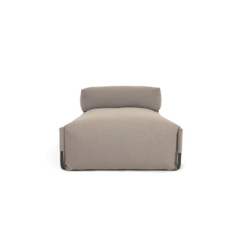 Quadratischer modularer Outdoor-Sofa-Pouf mit Rückenlehne, grünes und schwarzes Aluminium, 165 x 101 cm