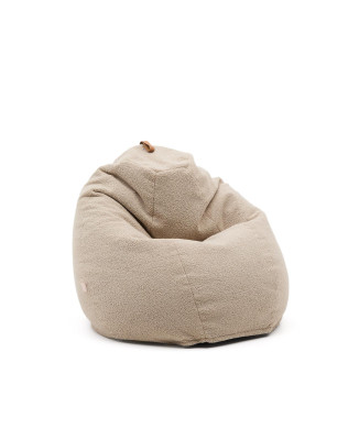 Vicka Pouf beige Bouclé-Stoff Ø 70 cm