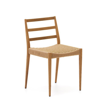 Analy Stuhl aus massiver Eiche FSC 100% mit natürlicher Oberfläche und FSC 100% Seilsitz.