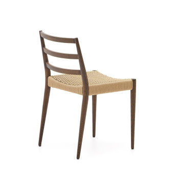 Analy-Stuhl aus massiver Eiche (FSC 100%) mit Walnuss-Finish und Sitzfläche aus FSC 100% Seil