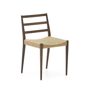 Analy-Stuhl aus massiver Eiche (FSC 100%) mit Walnuss-Finish und Sitzfläche aus FSC 100% Seil