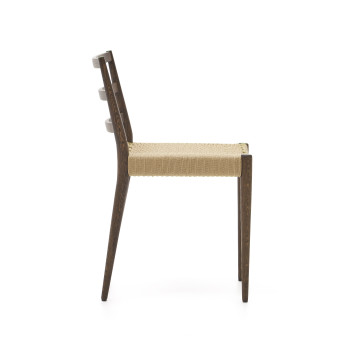 Analy-Stuhl aus massiver Eiche (FSC 100%) mit Walnuss-Finish und Sitzfläche aus FSC 100% Seil