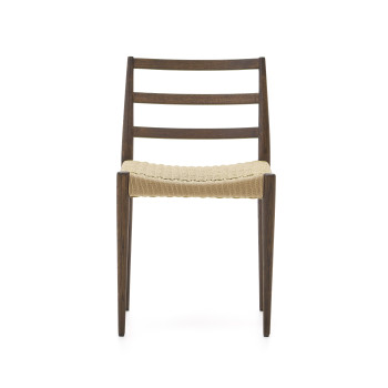 Analy-Stuhl aus massiver Eiche (FSC 100%) mit Walnuss-Finish und Sitzfläche aus FSC 100% Seil